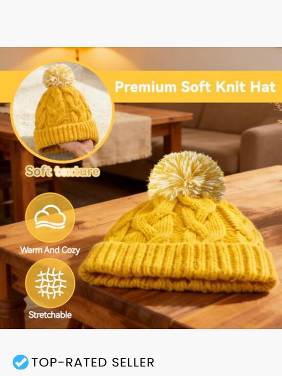 Slouchy Chunky Knit Beanie with Pom Pom - Cozy Winter Hat for Unisex main image 5